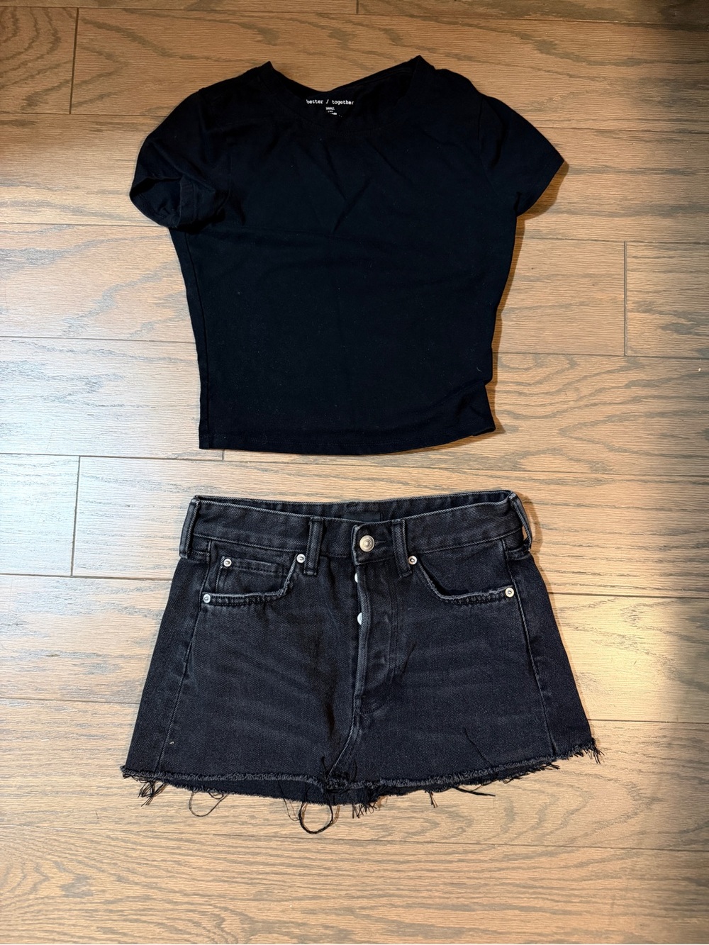 H & M Black Denim Mini Skirt